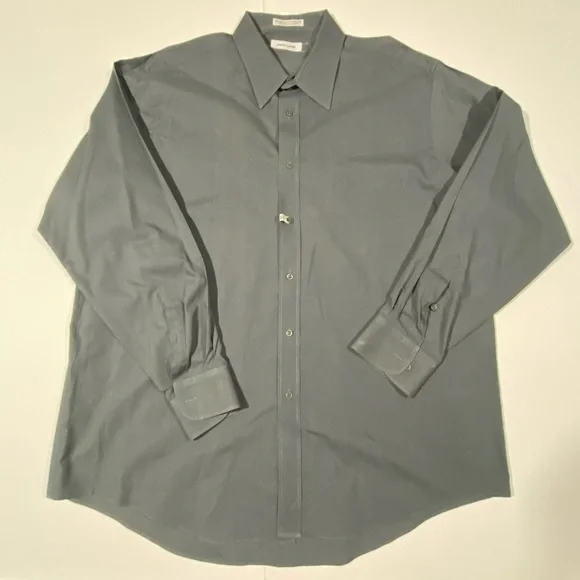 pierre cardin long sleeve dress shirt Pierre Cardin 17 1/2 34/35 Gray Tailored Fit Long Sleeve Button Down Shirt